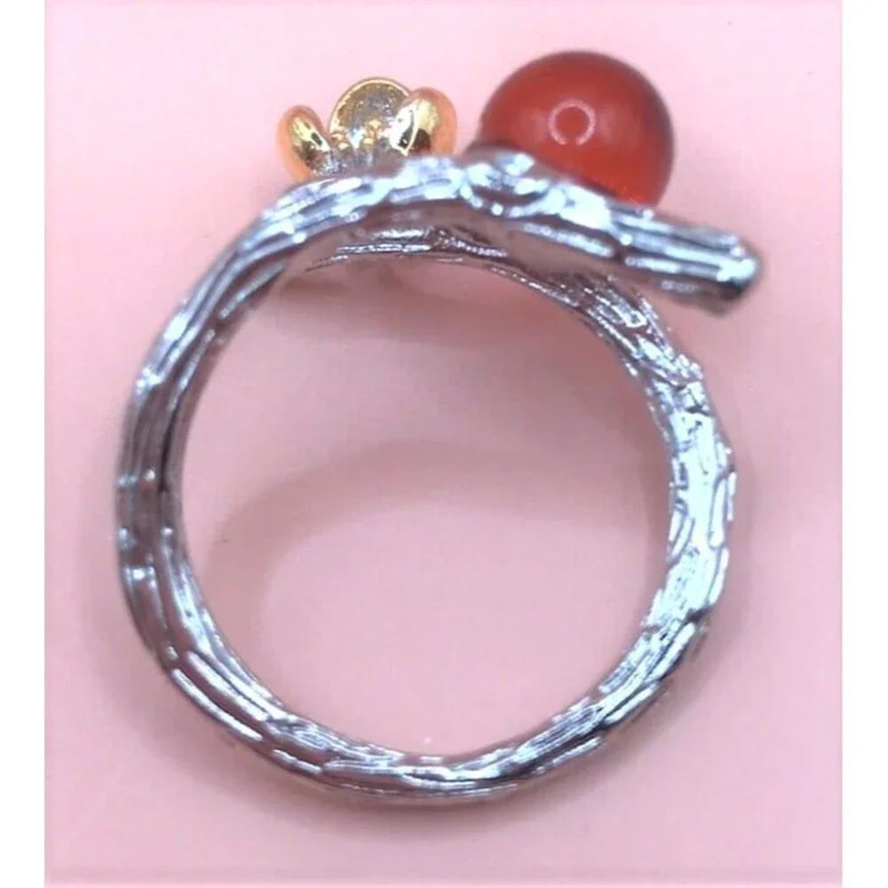 Beautiful Blood Amber Ring - Adjustable - Picture 4 of 5